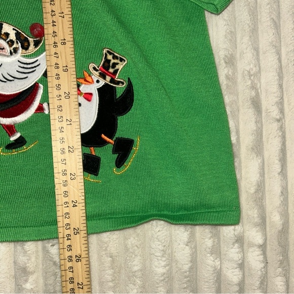 Green Holiday Sweater with Festive Characters Ugly Christmas Sweater - Picture 8 of 8